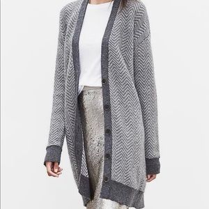 Banana Republic Long Sweater Cardigan - Herringbone- Gray- Size M -New With Tags